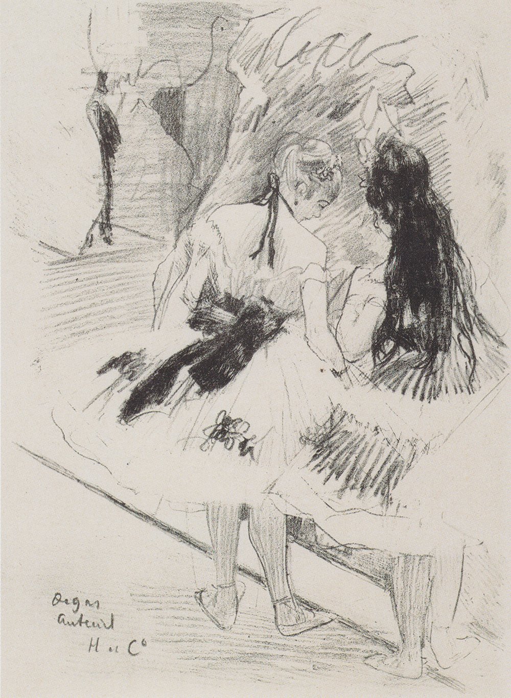 Cuadro Edgar Degas - Degas Hinter den Kulissen con marco negro en tamaño pequeño