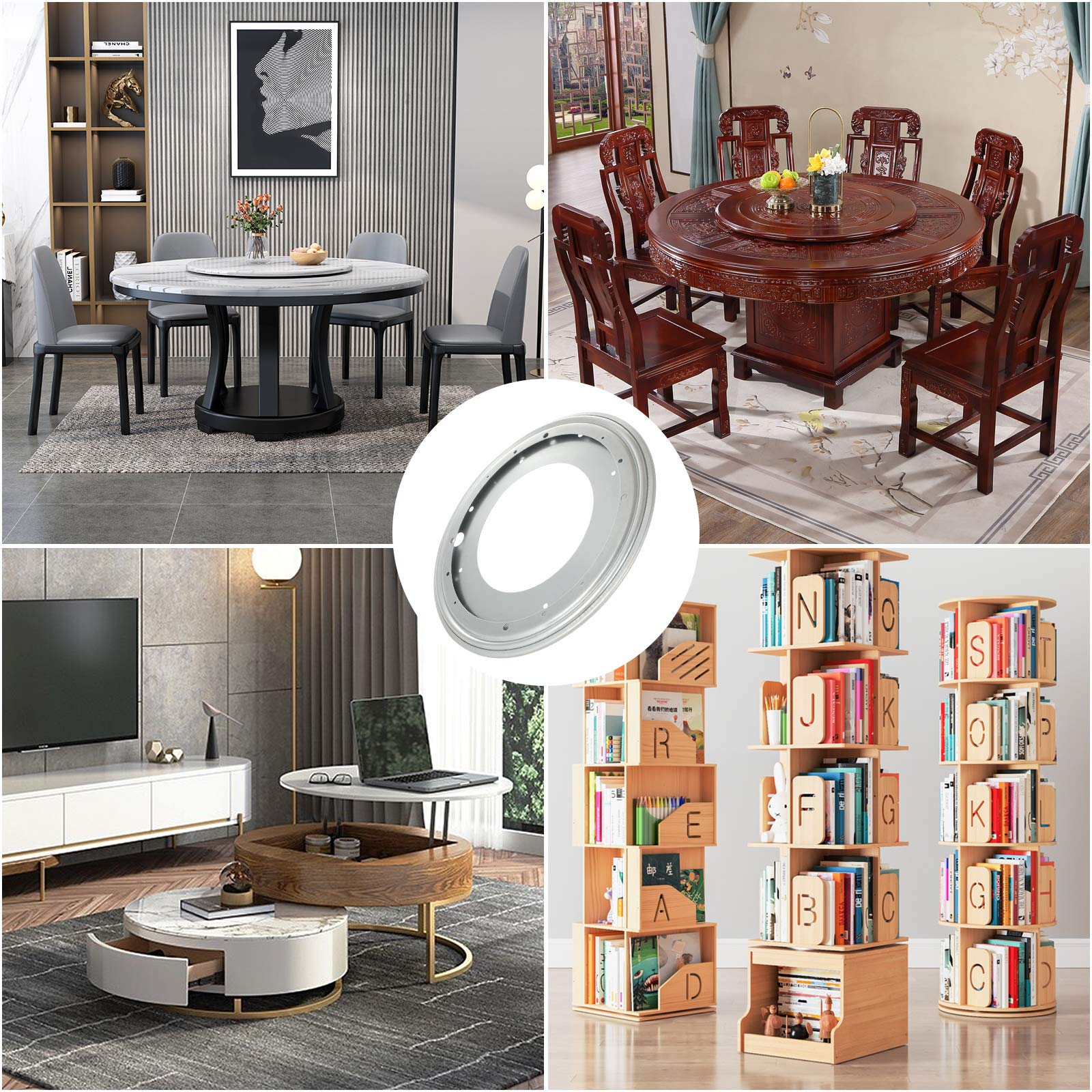 Lazy Susan Hardware Base Girevole In Acciaio – 30,5 Cm, Capacità 453 Kg, Rotazione 360°, Per Mobili E Fai-da-te - 5