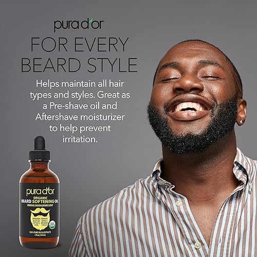 Miniatura 5 de PURA DOR Aceite orgánico para barba 4 onzas  40fl oz 100 puro certificado USDA acondicionador natural sin enjuague aceite de argán y jojoba cuidado