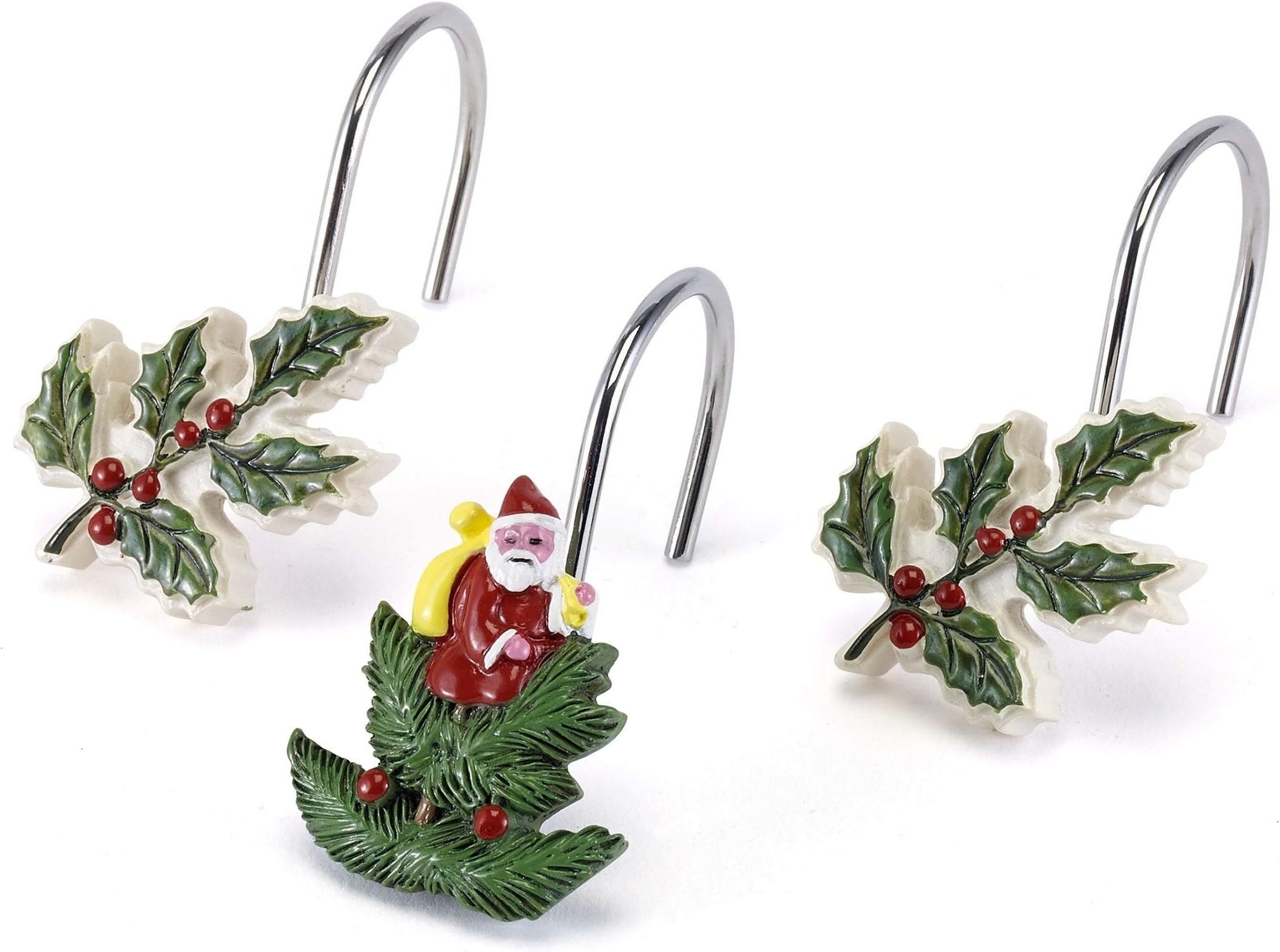 Spode Shower Curtain Hooks, Holiday Bathroom Decor, Set