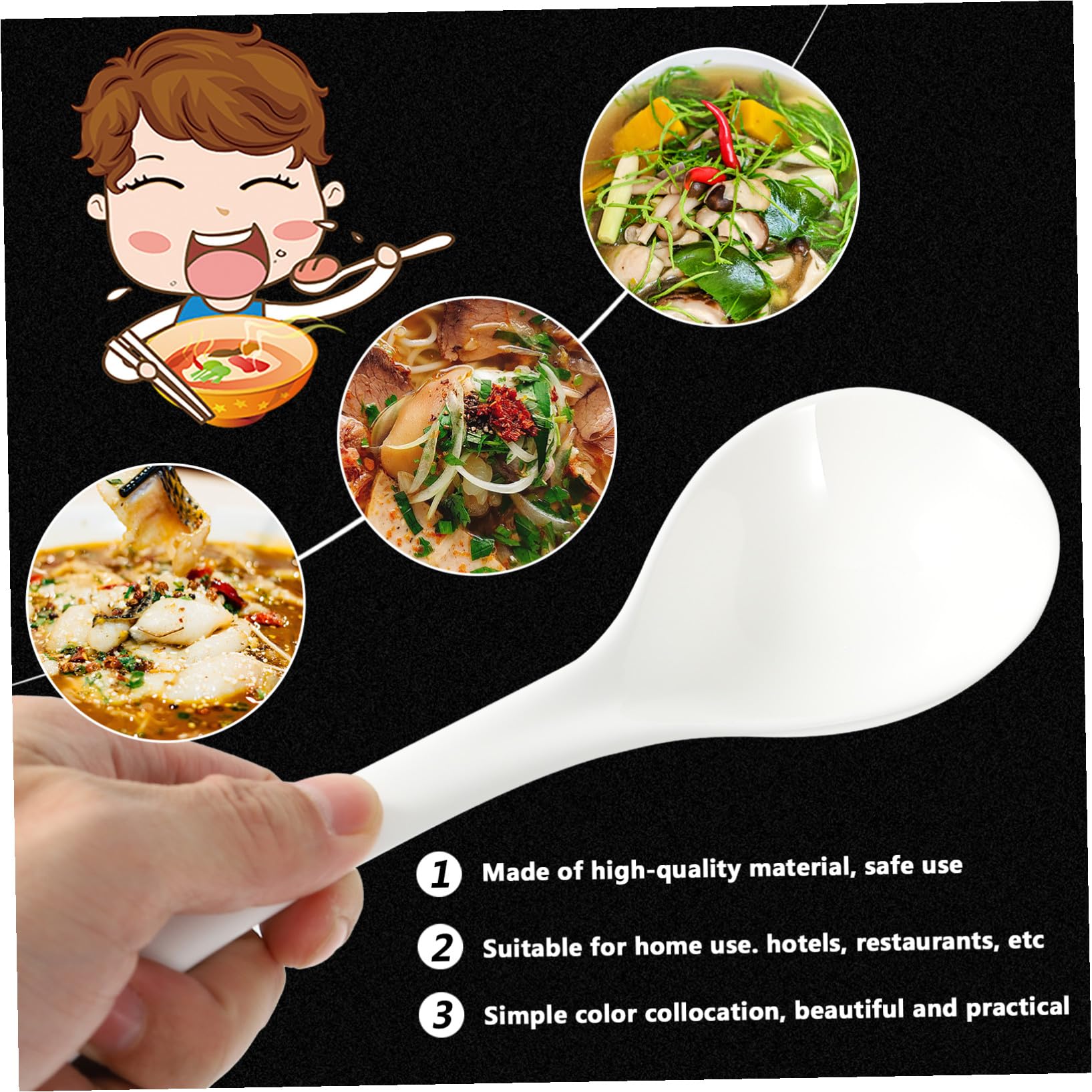 DOITOOL Cucharas Grandes de Porcelana para Sopa Cucharones Resistentes con Mango para Cocina para Hogares Restaurantes y Regalos