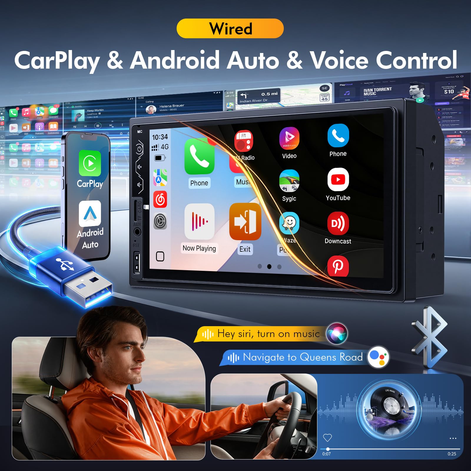 2AY-03 android カーステレオ car stereo Amazon.com: Naifay Double Din Car Stereo with Apple CarPlay and