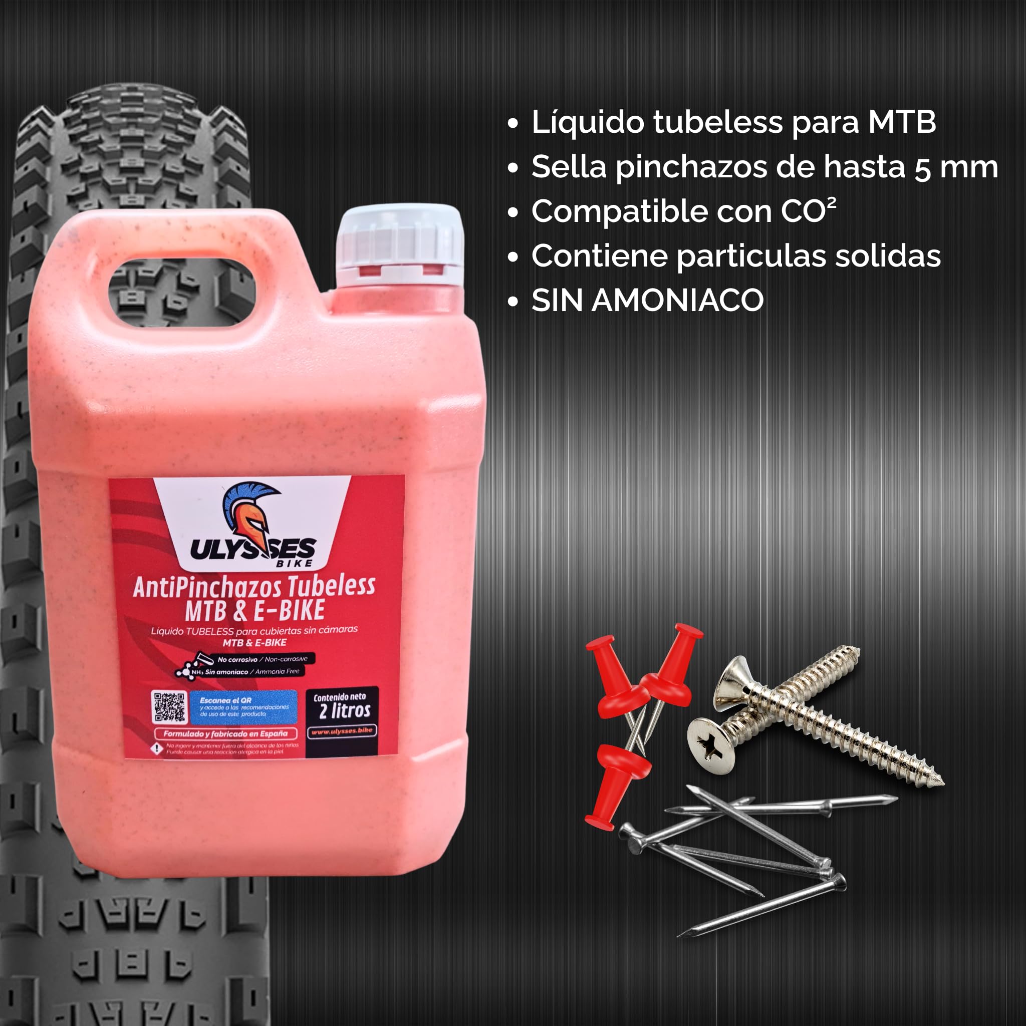 Liquide anti-crevaison sans ammoniaque pour vélo sans ammoniaque pour réparation de crevaisons de vélo, kit de réparation de pneus, gel anti-crevaison pour seringue Tubeless (2 litres)