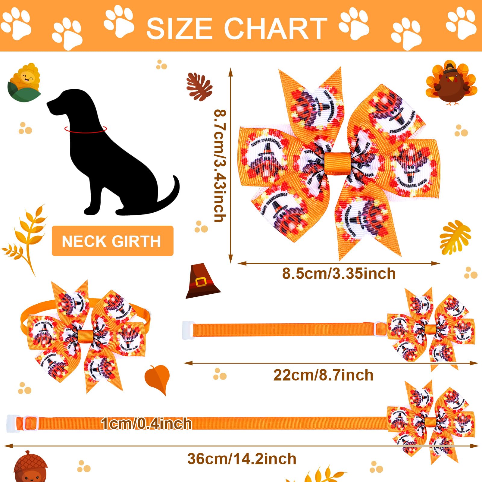 80 Stück Thanksgiving Day Hund Fliege Kleine Katze Hund Fliege Verstellbar Fall Hundehalsband Basic Welpe Hund Katze Krawatten für Festival Urlaub Tierhaare Schleife Fellpflege Zubehör (Ahornblatt)