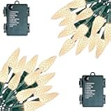 C6 Battery Operated Christmas Lights, 2 Pack Total 100LED 34FT Warm White Christmas Lights with 8 Modes, Waterproof Christmas Decorations for Xmas Indoor Outdoor Yard Tree House Decor