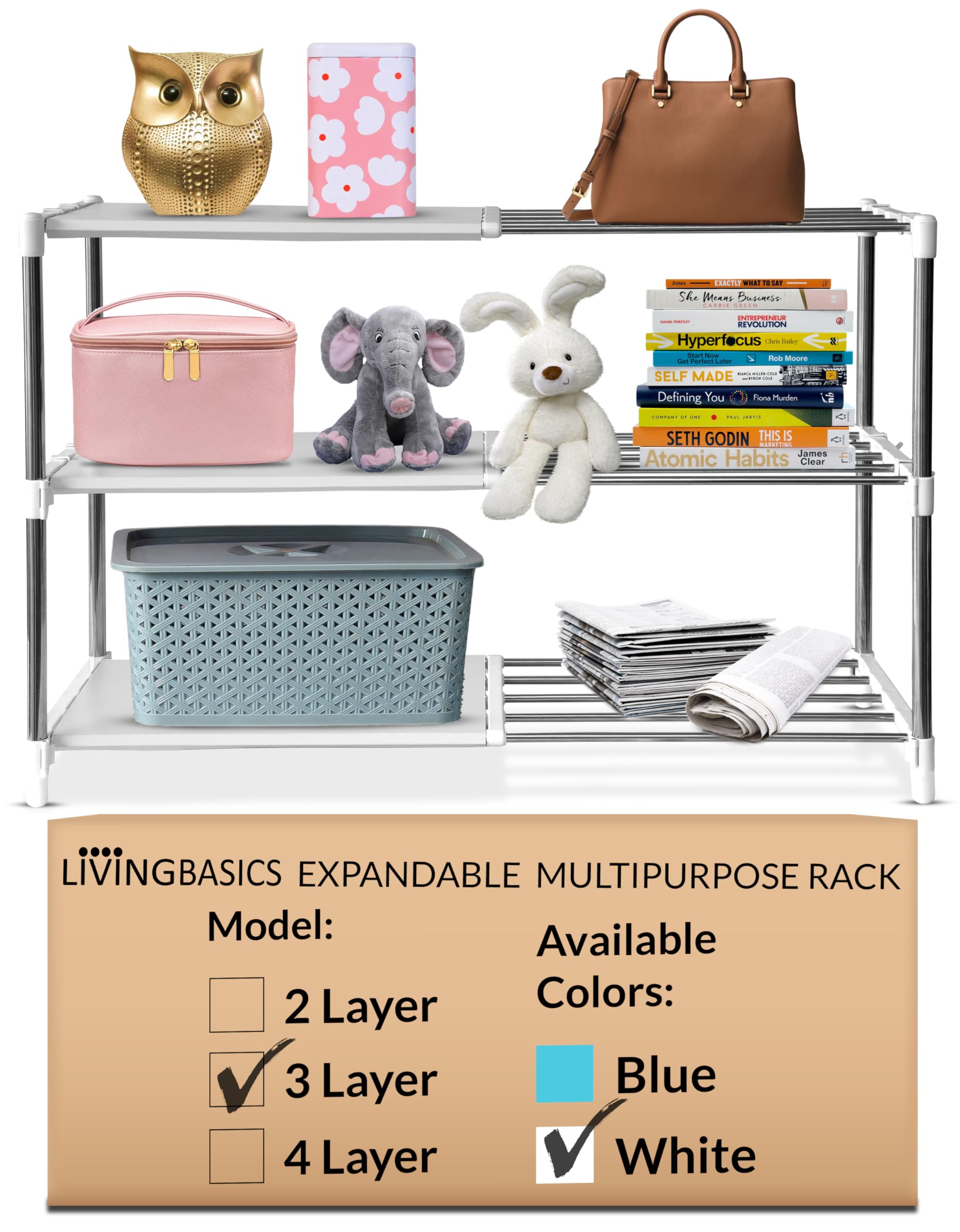 LIVINGBASICS Plastic Multipurpose Storage Rack For Kitchen/Clothes/Bookshelf/Shoes Stand (3 Layer, White Multi-Purpose Rack) (B08BV2THJP) Amazon Price History, Amazon Price Tracker
