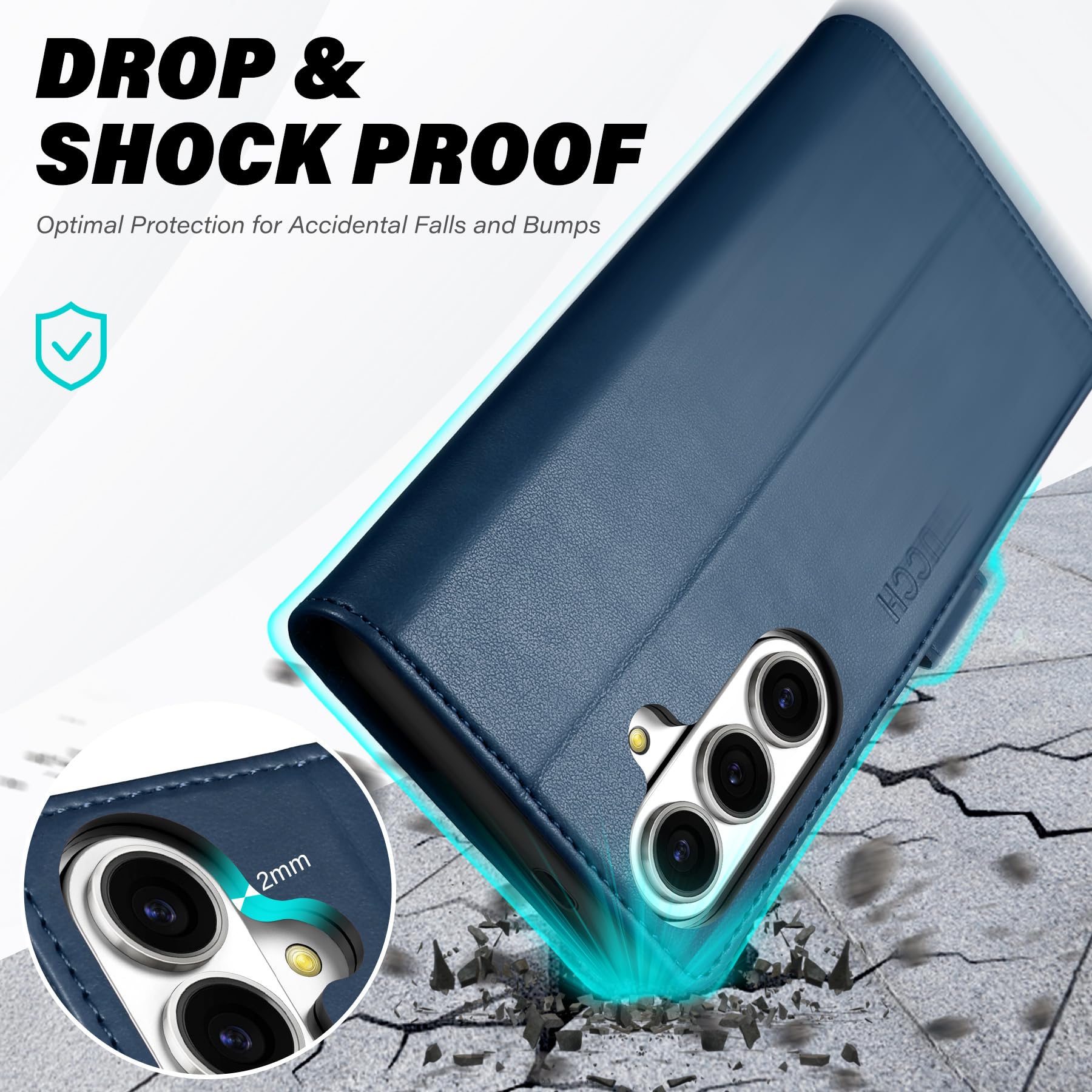 TUCCH Custodia Portafoglio per Galaxy S26+ Plus, Blu | Blocco RFID, Slot Carte, Pelle Sintetica TPU, Chiusura Magnetica, Supporto Cellulare