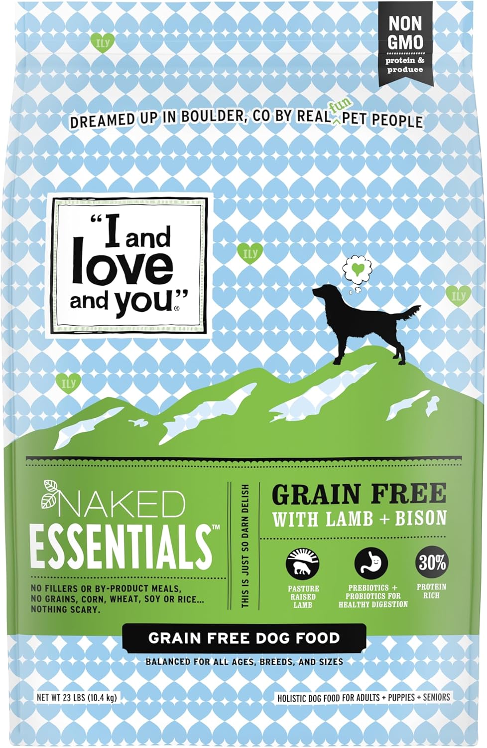 BEST BY 11/16/2025 I and love and you Naked Essentials Dry Dog Food - Lamb + Bison - High Protein, Real Meat, No Fillers, Prebiotics + Probiotics, 23lb Bag Lamb + Bison 23 Pound (Pack of 1)