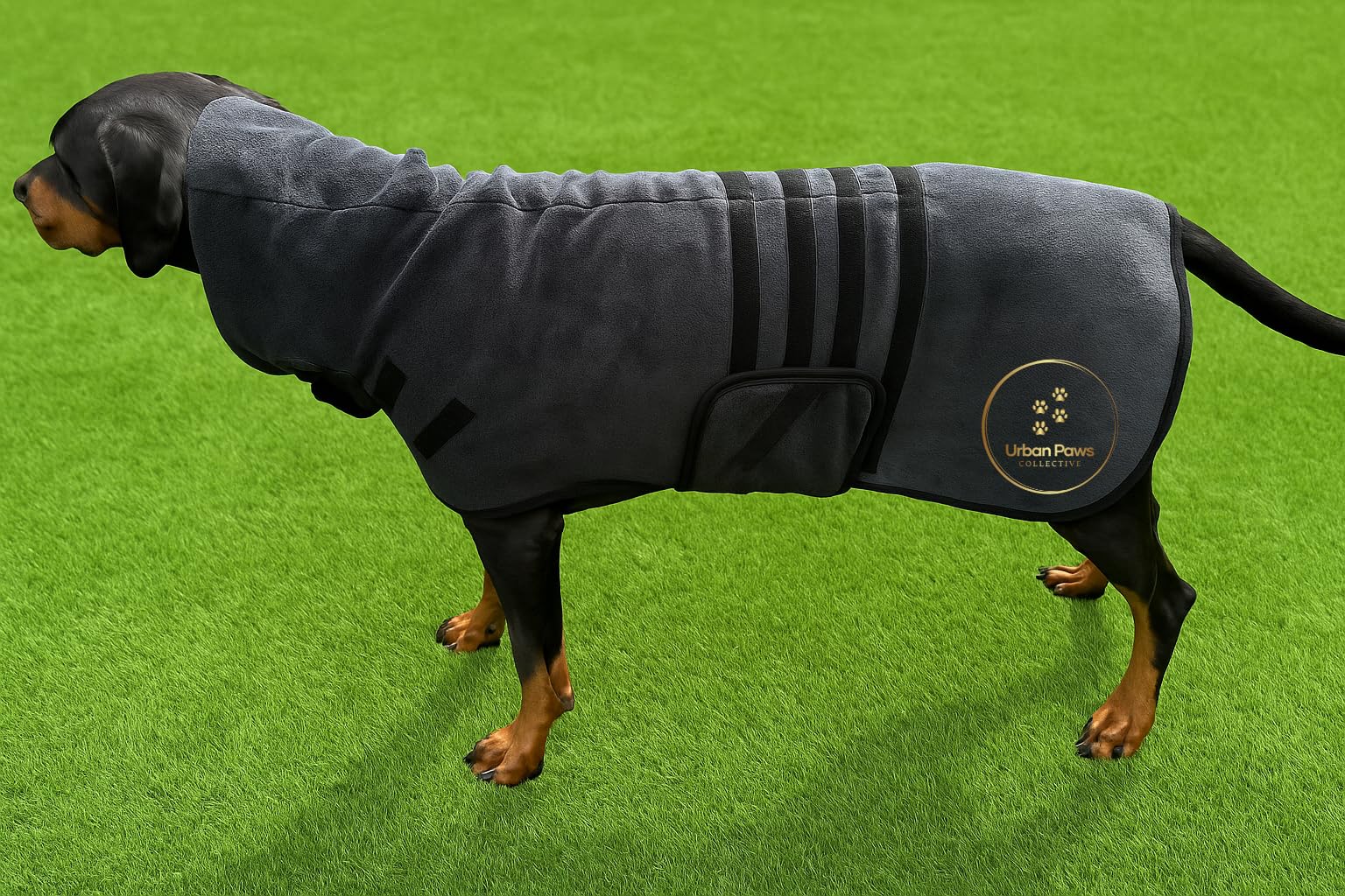 Urban Paws Collective® Luxury Dog Drying Coat, Drying Robe, Ultra Absorbent Microfibre Dog Bathrobe, Quick Dry, Covers Ears - Image 3