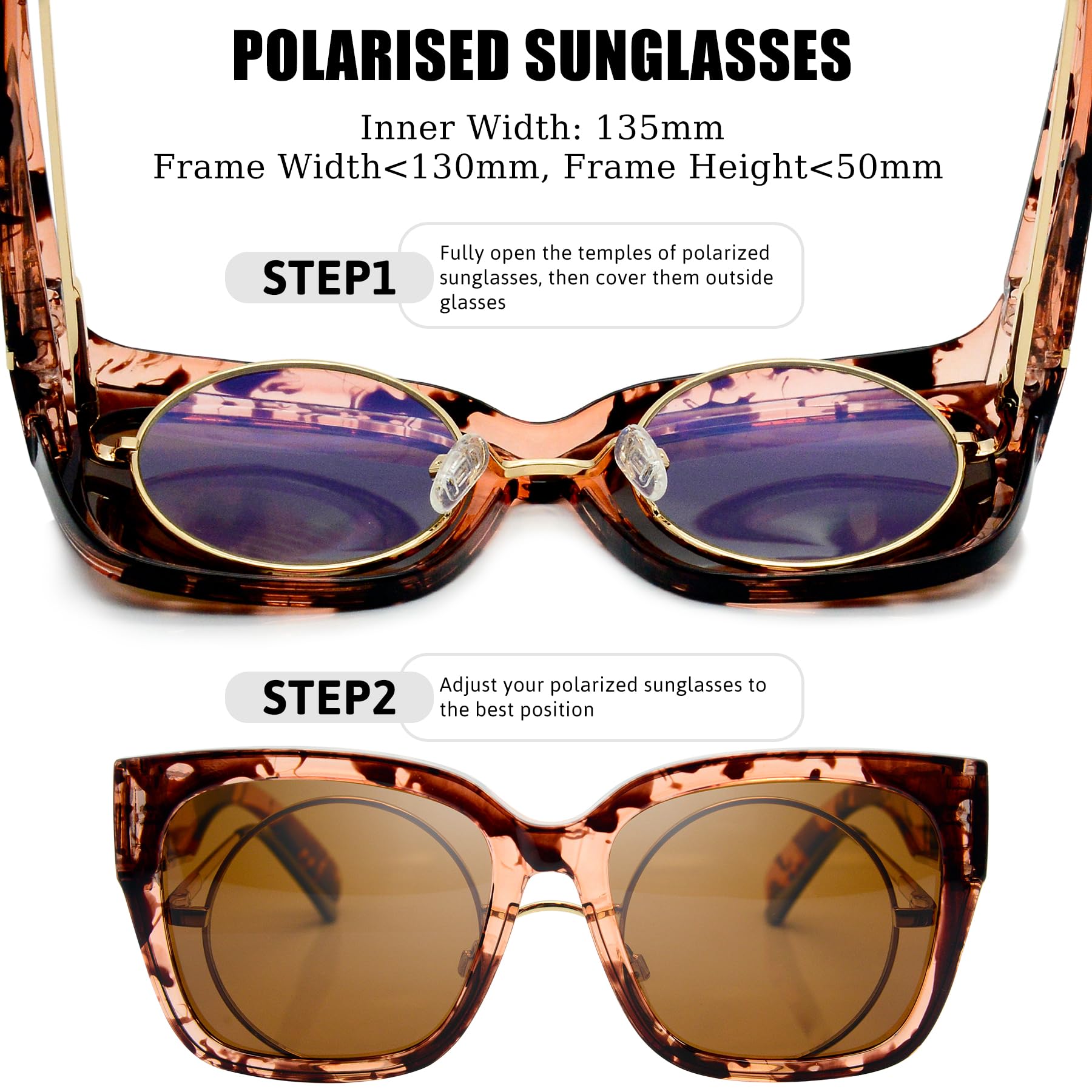 KANASTAL KANSTAL Pack de 2 Grande Gafas de Sol Superpuestas TR90 Polarizadas, Lentes TAC de 9 Capas, Clase 3, Protección UV400