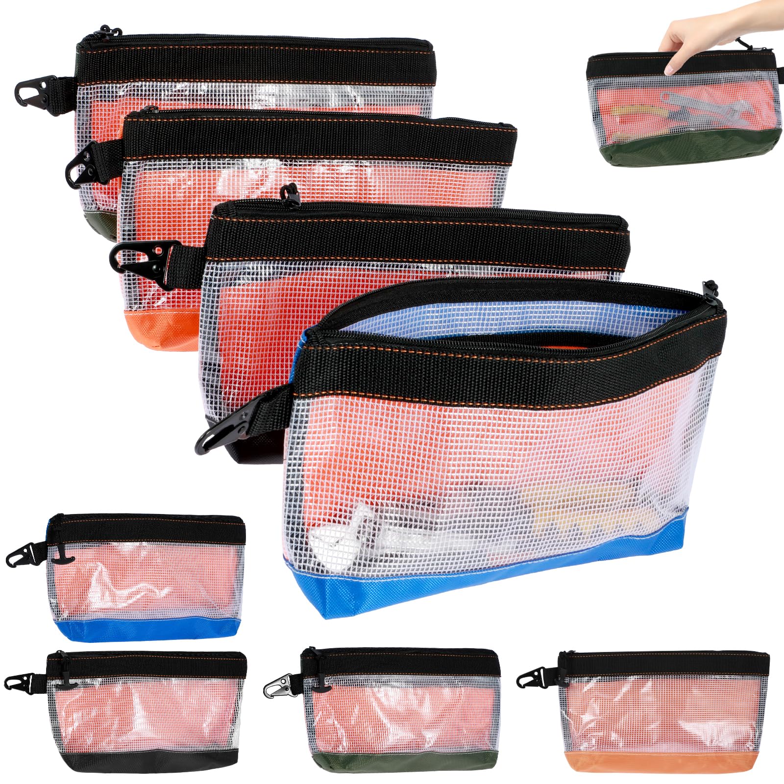 8 Pcs Clear Tool Pouch 27x16.5cm Waterproof Oxford Cloth Small Tool Bag Organizer Anti-Static Tools Storage with Zipper Sturdy Utility Organisers Bags for Screwdriver Socket