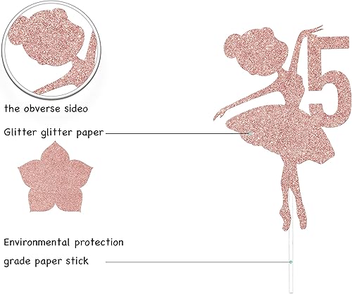 Miniatura 2 de Decoración de pastel de 5 cumpleaños de bailarina, decoración de 5 cumpleaños, decoración de pastel de princesa, decoraciones de cumpleaños de