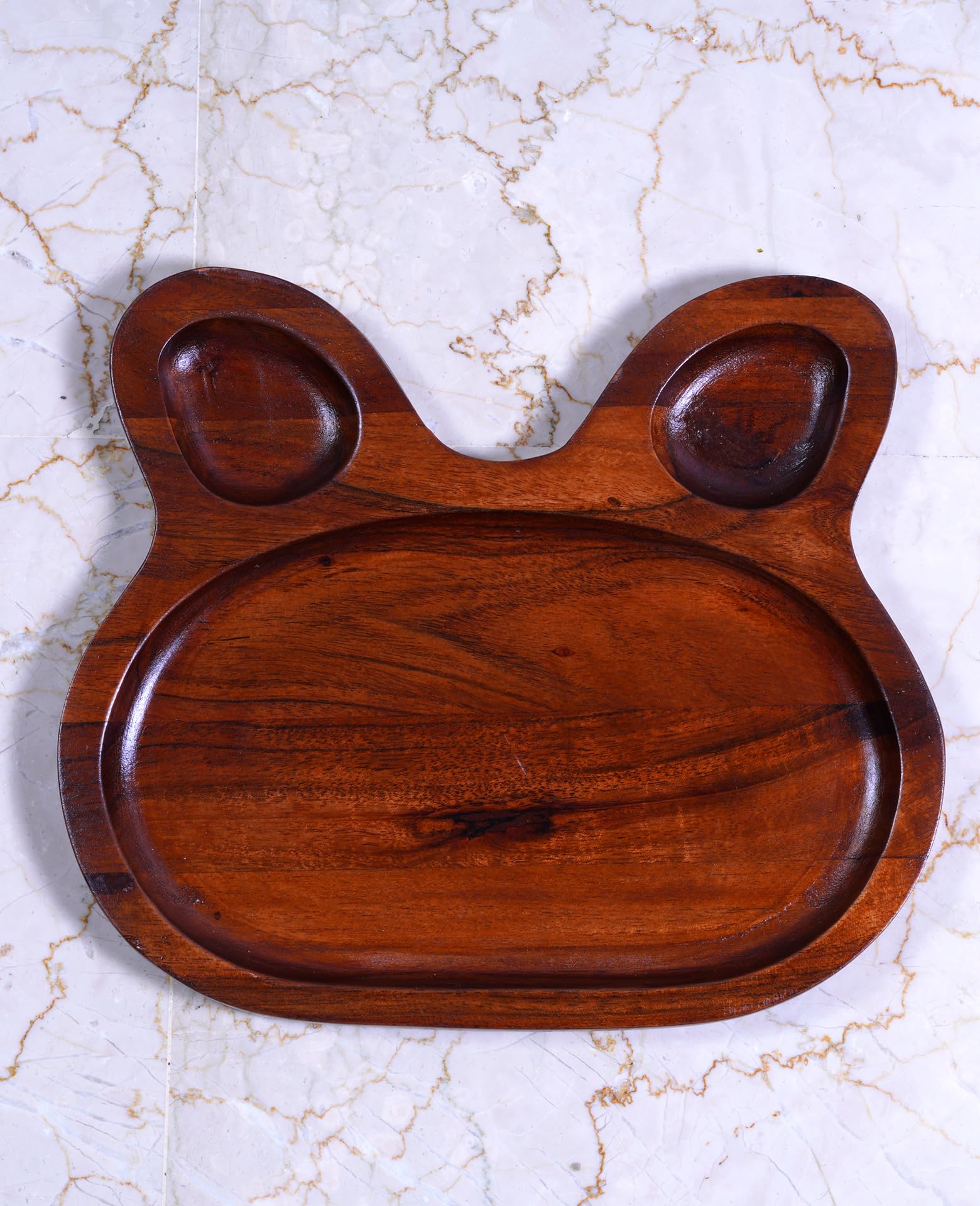 Wooden Panda Shape Kids Plate, Acacia Wood Food Safe Toddler Serving Tray, Cute Animal Design Divided Plate for Kids Meals, Snacks & Fruits, Eco-Friendly Reusable Dish-image-26