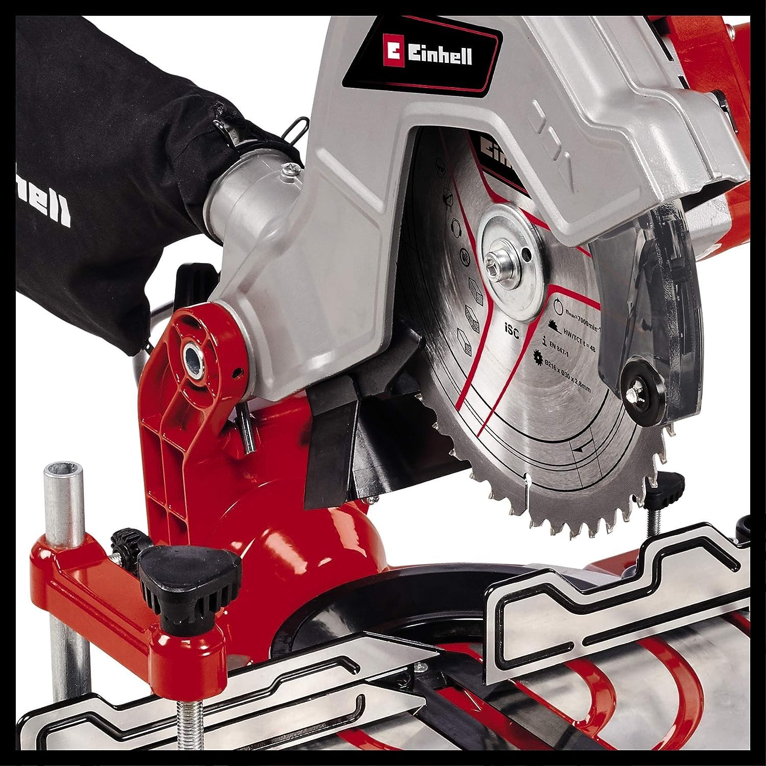 Einhell Scie à onglet TC-MS 216 1600 W table aluminium coulé sous pression pivotante inclinable 45° lame carbures tungstène