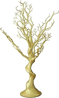 Simply Elegant Faux Manzanita Tree 29in. x 21in. Plastic Bonsai Tree for Wedding, Birthday Decoration | Ideal for Decorators and Event Planner (Gold)