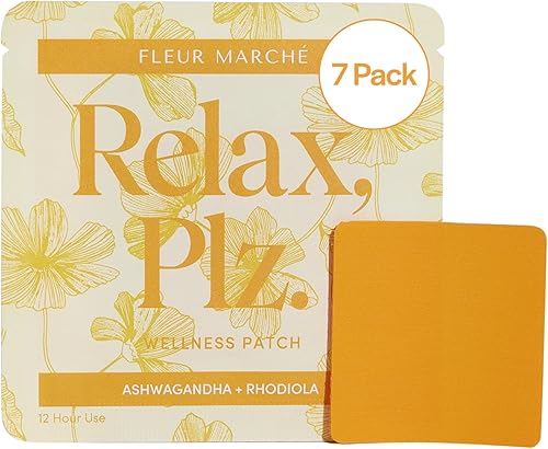 Fleur Marche Relax, Plz Botanical Patch - Parche de bienestar calmante y relajante con ashwagandha, manzanilla y otros poderosos adaptógenos -