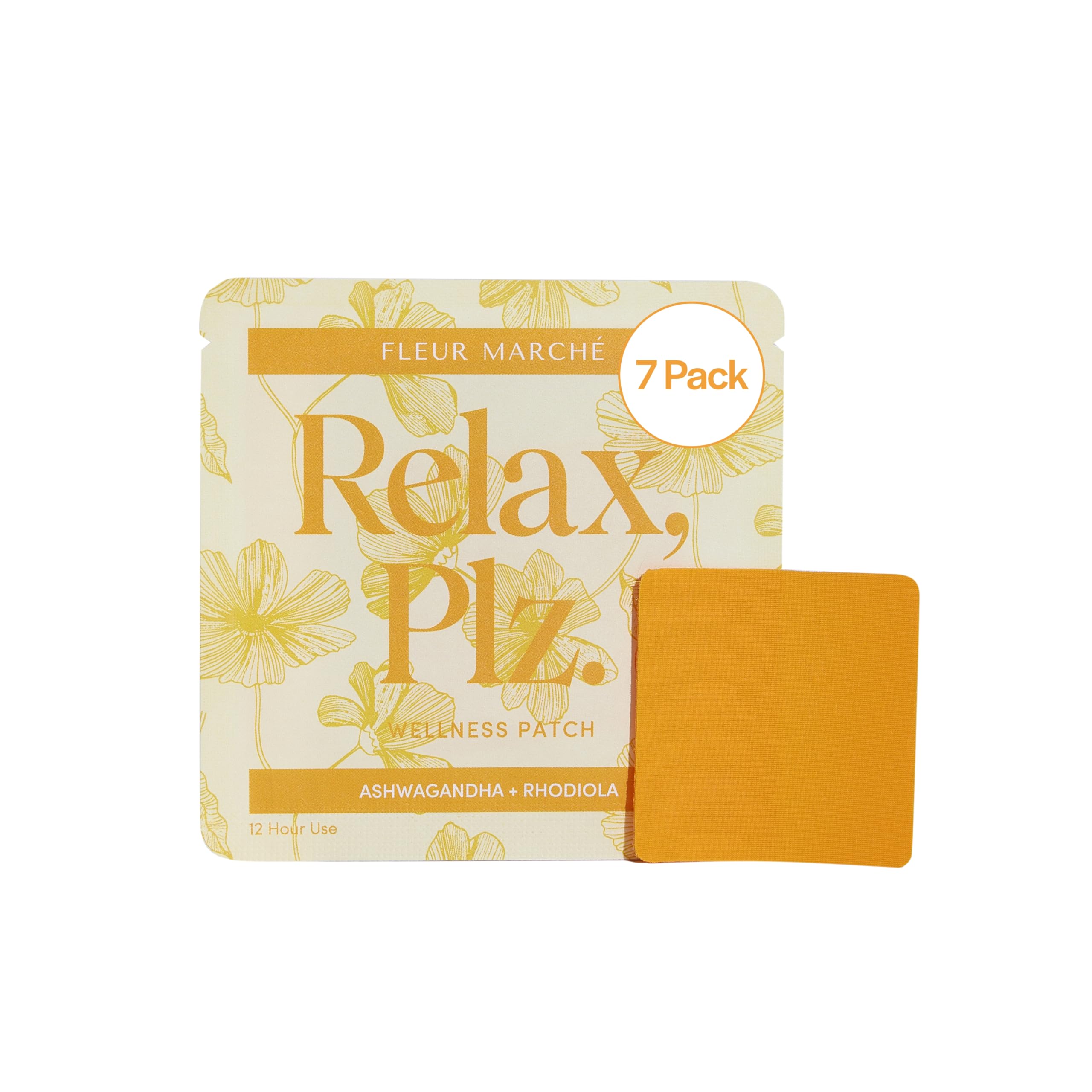 Fleur Marche Relax, Plz Botanical Patch - Calming & Relaxing Wellness Patch with Ashwagandha, Chamomile & Other Powerful Adaptogens - Highly Bioavailable - 7 Patches