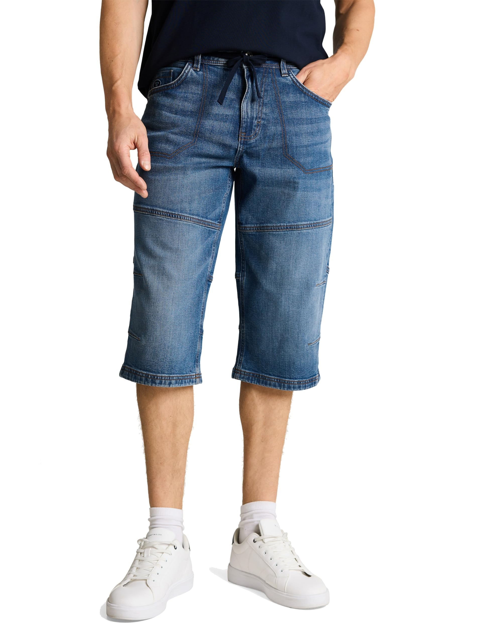 TOM TAILOR Herren TTMORRIS Relaxed Overknee Jeans Shorts mit Stretch 1050039