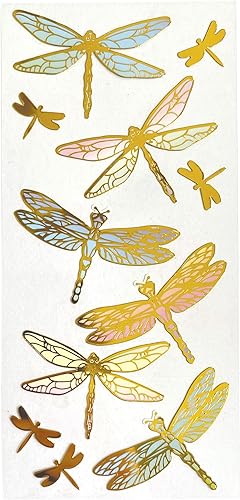 Miniatura 10 de Paper House Productions Hoja de calcomanías para álbumes de recortes dimensionales y papel de aluminio troquelado, libélulas