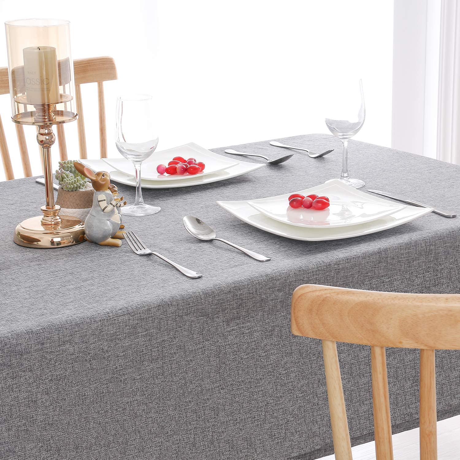 Tovaglia Rettangolare Antimacchia Beige Effetto Lino - 135x300 Cm Per Tavoli Da Pranzo - Foto 5