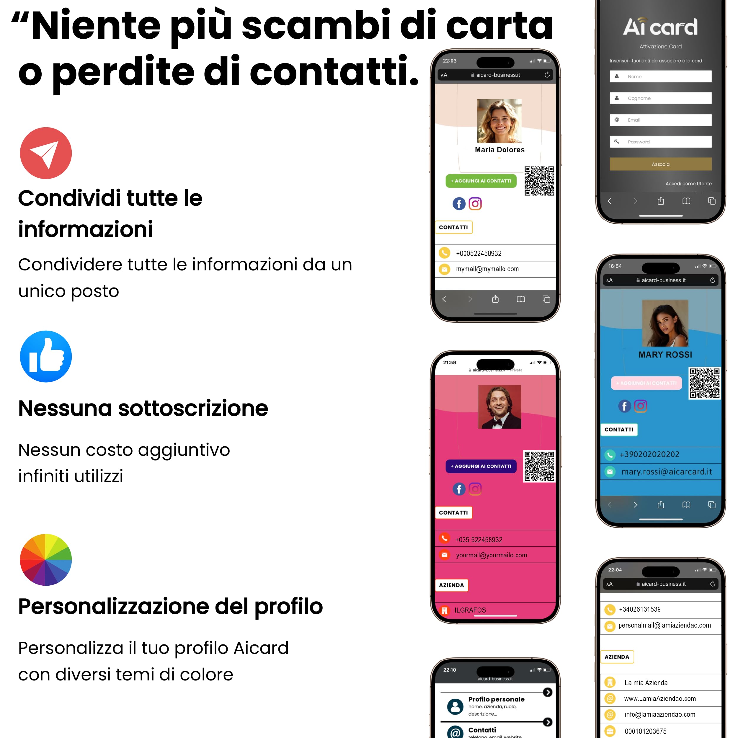 Biglietto da visita Digitale NFC Personalizzabile Aicard NERO Compatibile con smartphone Android e iOS