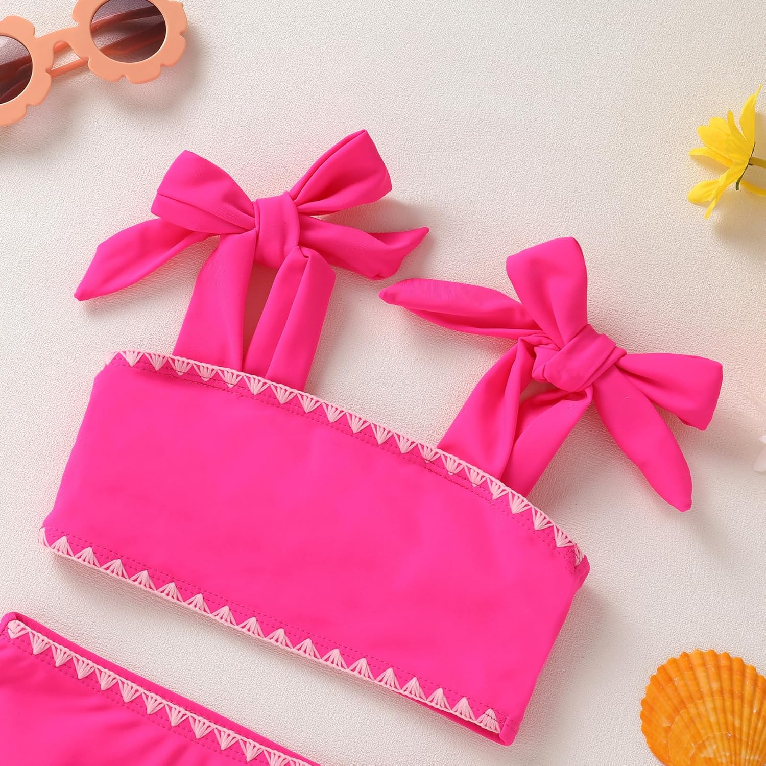 YOUNGER TREE Toddler Baby Girls Swimsuit Two Piece Solid Color Stripe Swimwear Summer Beach Bikini Bathing Suit - Image 4