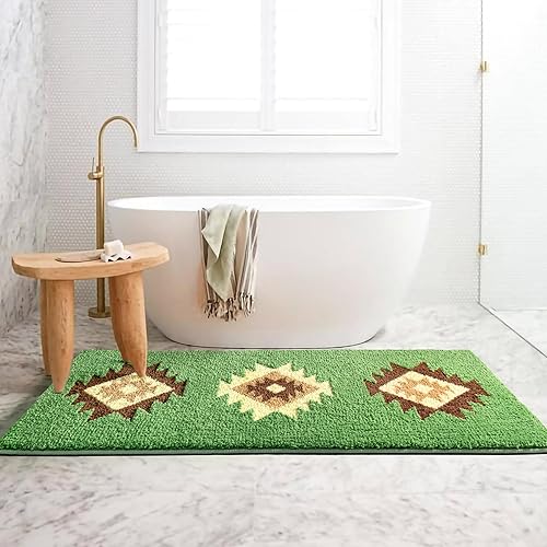 Miniatura 4 de DEXDE Alfombra de baño bohemia de 24 x 60 pulgadas de largo, para baño, dormitorio, pasillo, cocina, lujosa, suave, absorbente, grande, moderna,