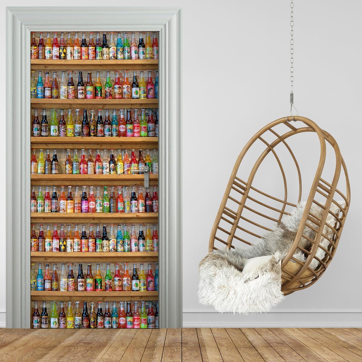 Türaufkleber 90x200cm 3D Geprägt - Selbstklebende Türfolie Creme | Abnehmbare Fototapete Für Innentüren