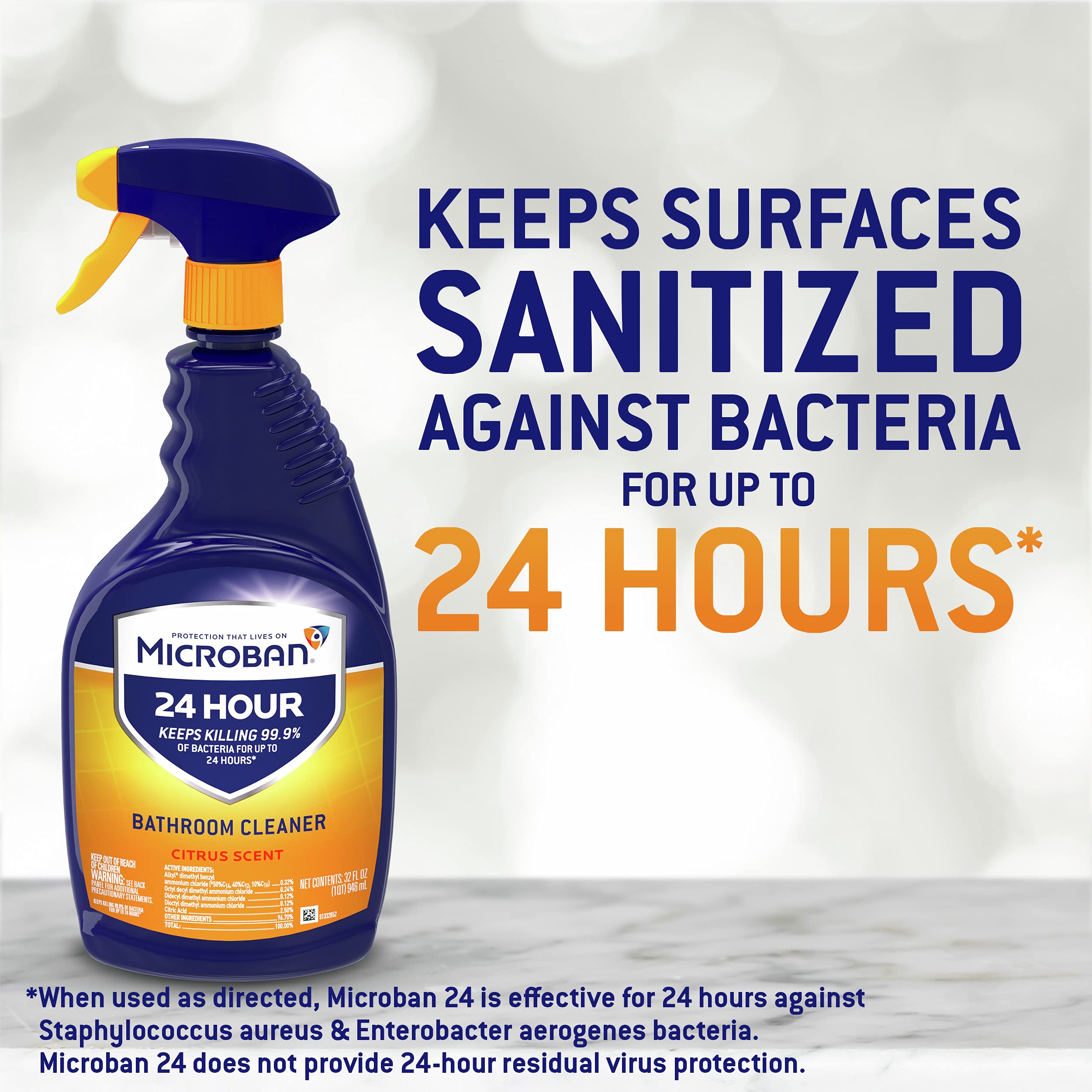 Microban Bathroom Cleaner, 24 Hour Sanitizing and Antibacterial