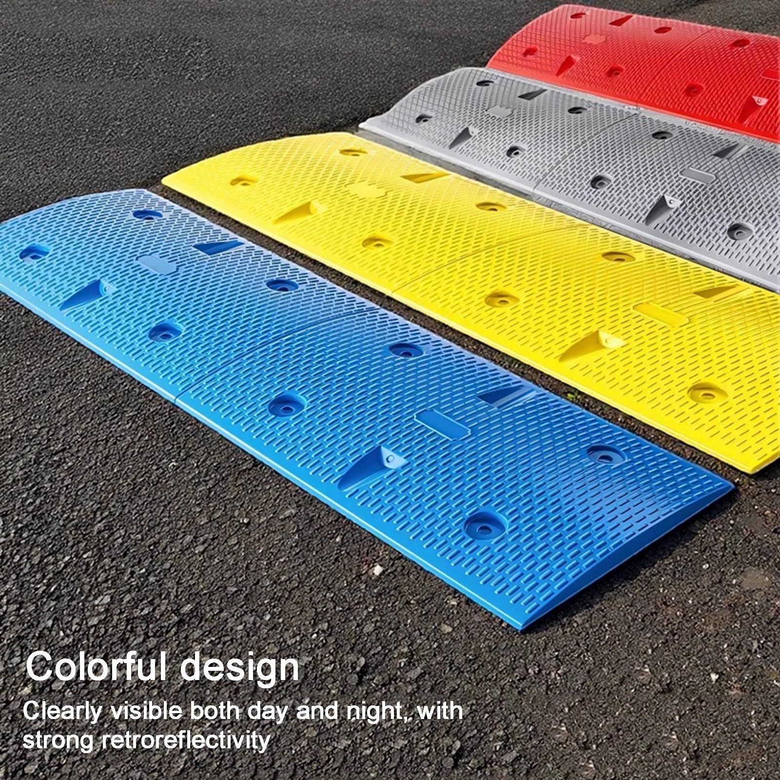 2 Badenes para Garaje, 50x30x3,5cm, Reductor de Velocidad para Garajes, Caminos de Grava, Asfalto y Hormigón, Capacidad de Carga: 30 toneladas, Llamativos(Blue)