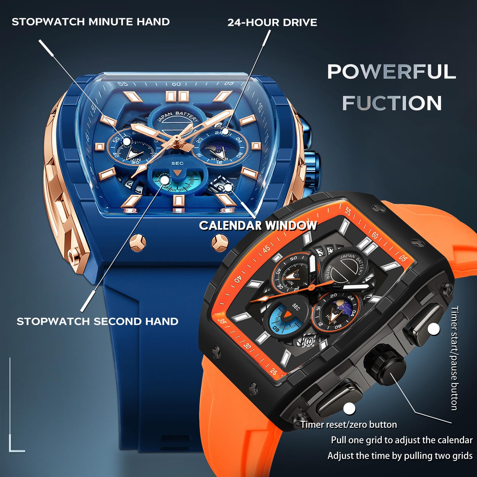 Orologio da polso da uomo, militare, impermeabile, digitale, da uomo, con display luminoso a LED, lancette analogiche e numeri digitali