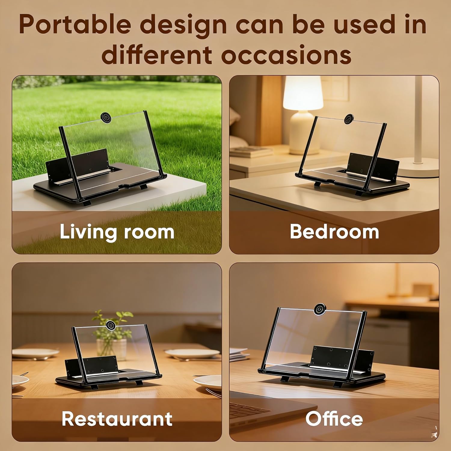 16 Inch Phone Magnifier Screen, 3D HD Magnifying Projector Screen Enlarger for Movies, Videos and Gaming, Foldable Phone Stand with Screen Amplifier, Compatible with All Smartphones