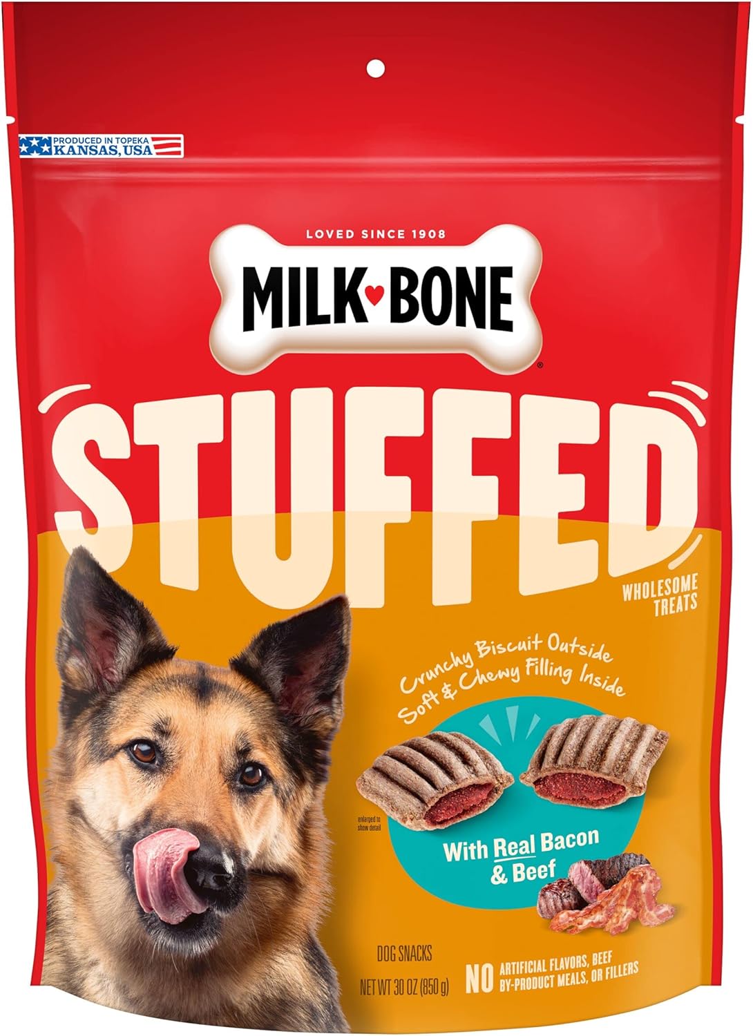 Milk-Bone Stuffed Bacon and Beef Dog Treats, 30 Ounces