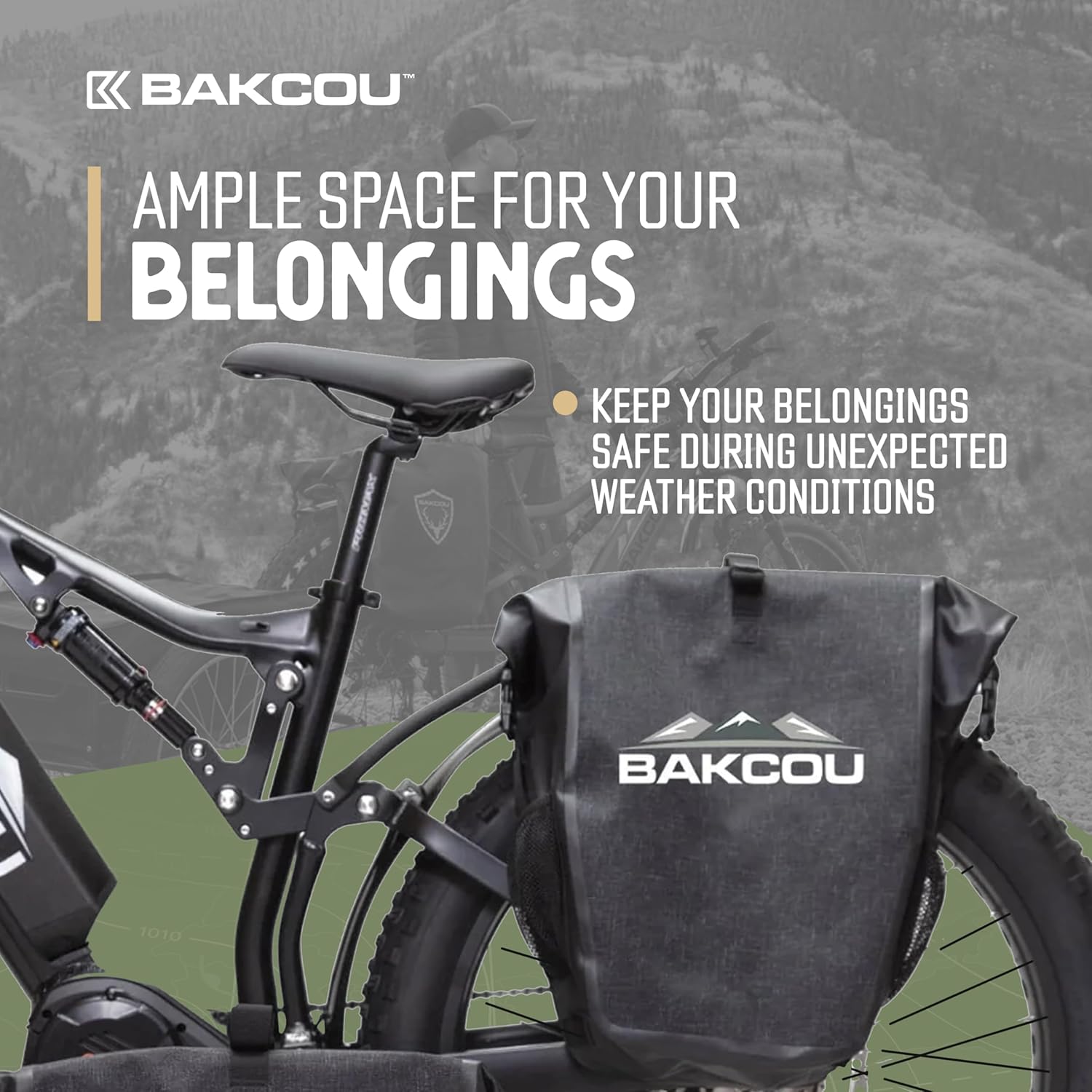 Bakcou - Pannier Bags - Set of 2 Waterproof, Lightweight, Sturdy, Anti-Puncture Canvas, Quick Release Clamps, Reflective Logo - 20L Capacity