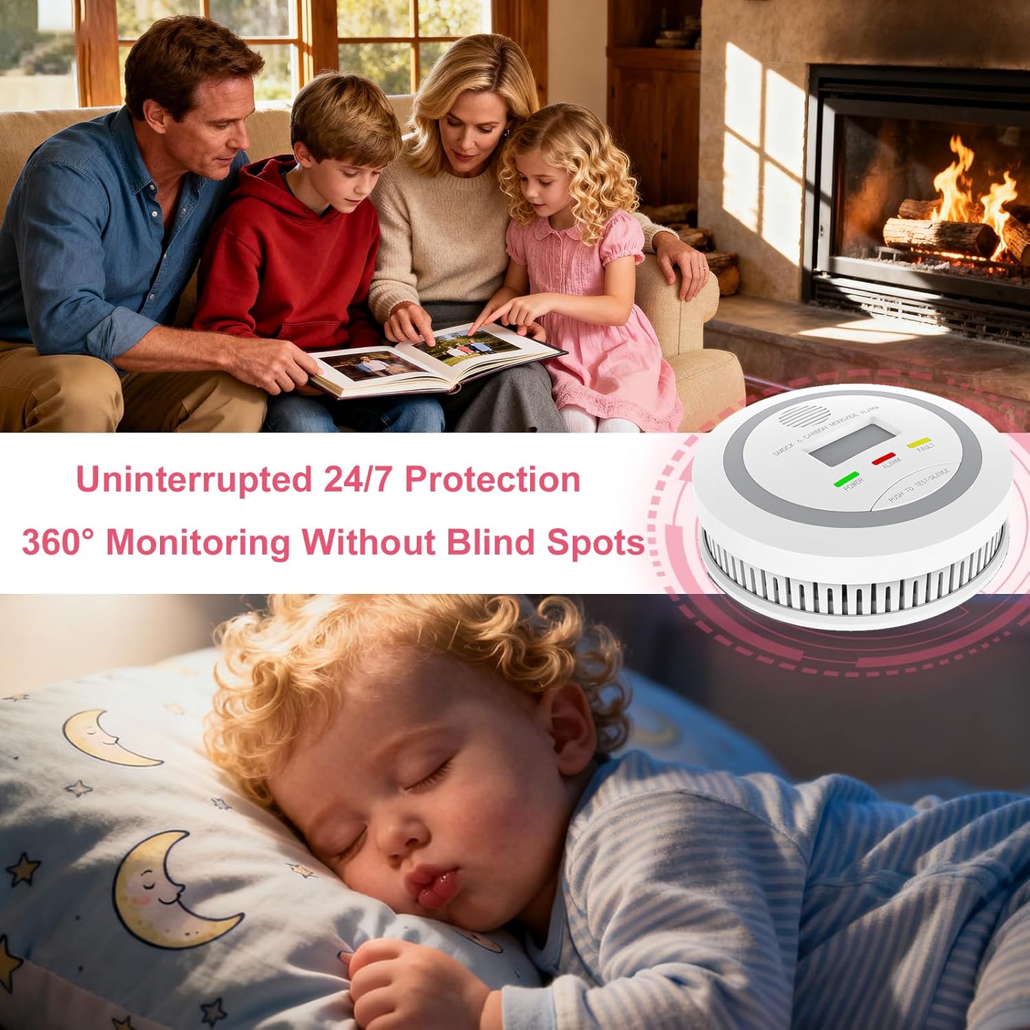3 Packs Smoke and Carbon Monoxide Detector, 2-in-1 Combo Alarm, Battery Operated Smoke Detector & CO Alarm with LCD Display, Dual Sensor Smoke Alarm &CO Sensor, Easy to Install,85db Sound - Image 5