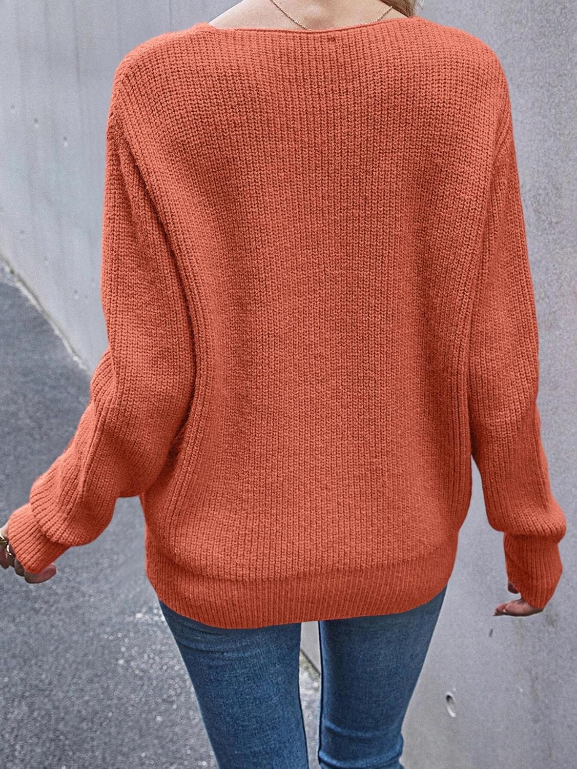 Eurivicy Women's Long Sleeve V Neck Pullover Tops Oversized Chunky Knitted Loose Jumper Sweaters - Image 3