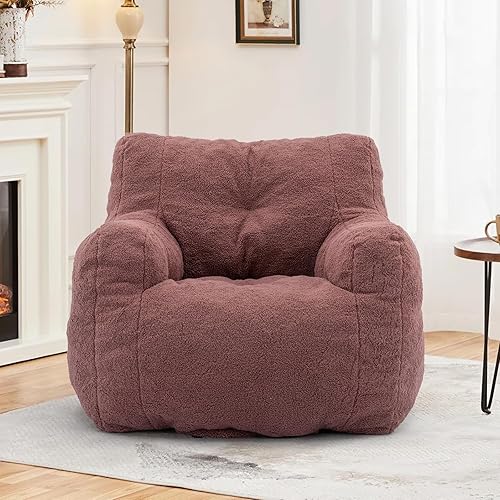 Hison Puf para adultos y niños, tela de peluche, sofá esponjoso y perezoso, relleno de esponja viscoelástica, sofá con reposabrazos para sala de
