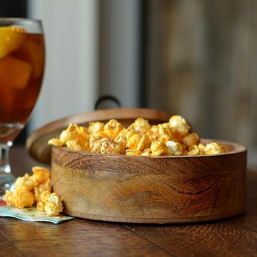 Miniatura 7 de WHW Whole House Worlds Caja decorativa Loop Top, estilo moderno de granja, madera de mango natural, hierro negro, marrón nuez rústica, 7.5 pulgadas