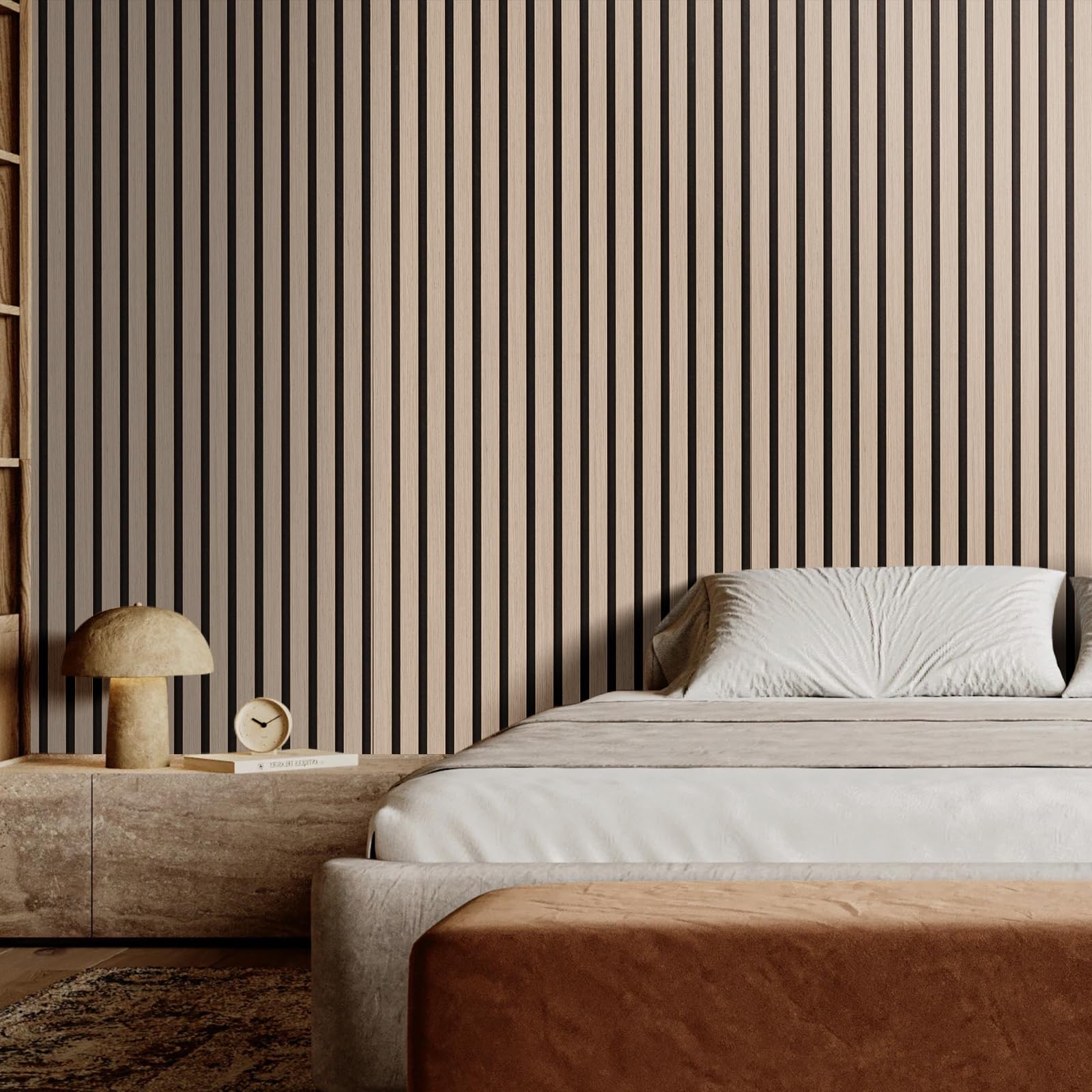 VEVOR Paneles Acústicos 240x20 cm - Paneles de Pared Decorativos MDF y Sintéticos para Reducción de Ruido - Madera Plateada, 4 Piezas