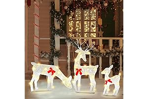Joliyoou 2D Christmas Yard Decoration: Festive Reindeer Trio Illuminating Your Holiday