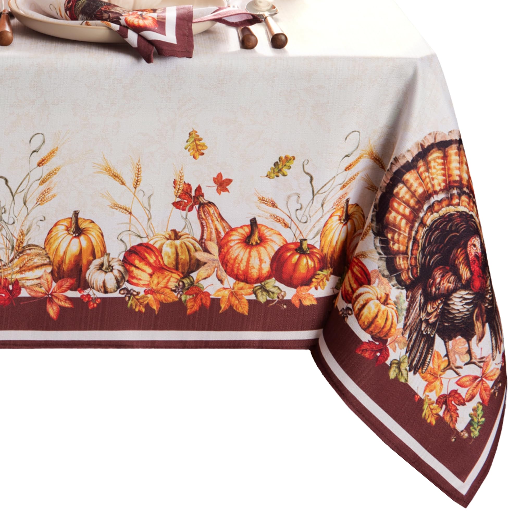 ElreneHome Fashions Autumn Heritage Turkey Engineered Wrinkle Resistant Tablecloth, 60"X120" Rectangle