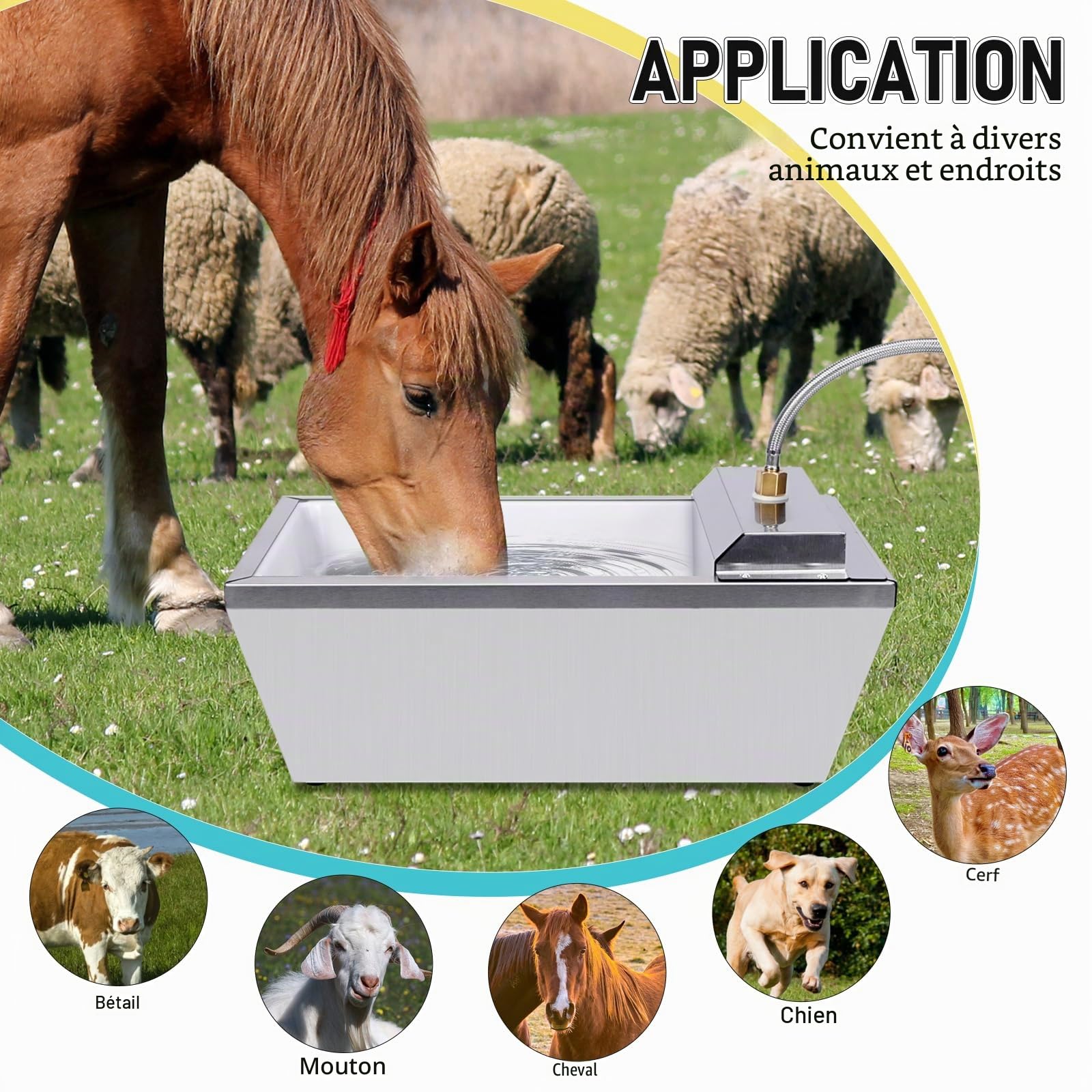 Abreuvoir Automatique pour Chiens en Métal, Grande Capacité 13 L Auto-Remplissant, Convient pour Chevaux, Chèvres, Moutons et Animaux Domestiques