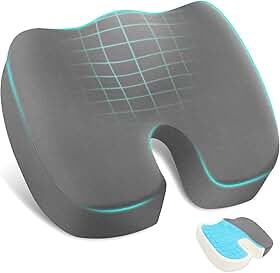 Almofada Coccix, Almofada para Coccix de Gel, 44 * 34 * 7CM, Hemorroida, Em forma de U Cadeira