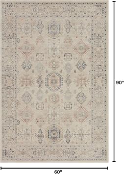 Loloi Hathaway Beige/Multi 5'-0 x 7'-6 Area Rug | HTH-04 Printed Approx. 5x8 Living room Dining room Bedroom, Vintage Inspired, Modern, Area Rug