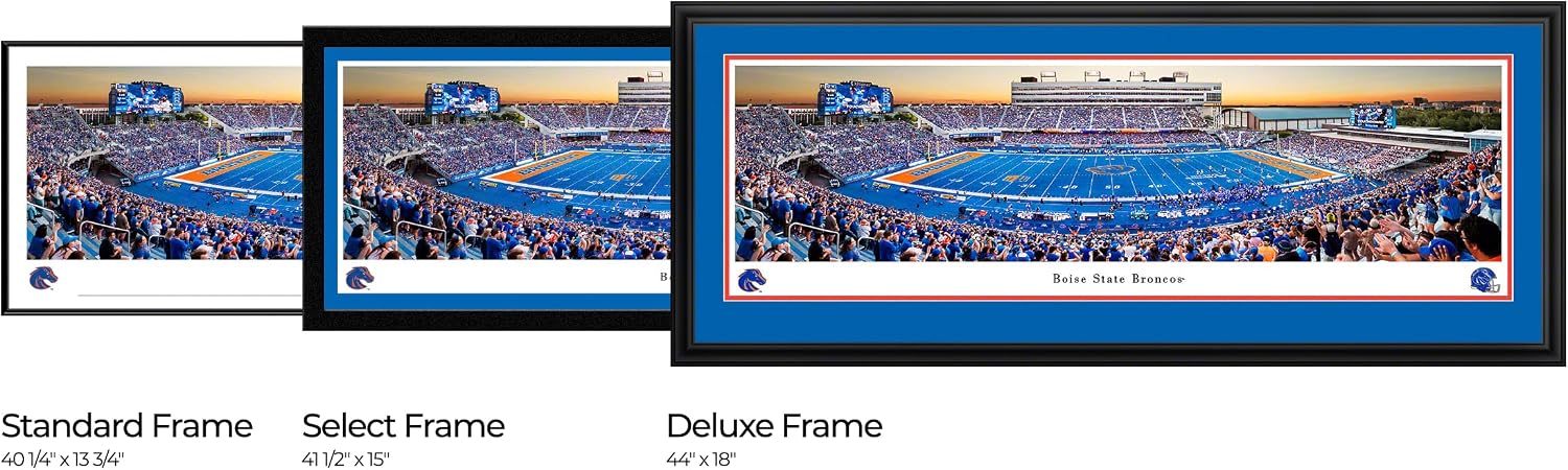 Boise State Broncos Football - 44x18-inch Double Mat, Deluxe Framed Picture by Blakeway Panoramas