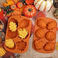 Vista 2 de Webake Moldes de silicona de otoño para tartas de cosecha, molde 3D de hoja de arce y bellota para golosinas de otoño, Halloween, Acción de Gracias