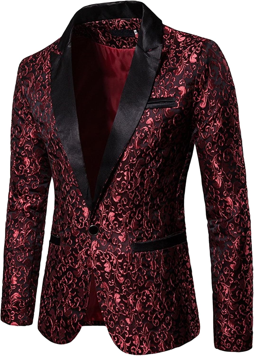 Mens Floral Tuxedo Jacket Paisley Shawl Lapel Suit Blazer Jacket Dinner Prom Party Wedding Suit Jacket