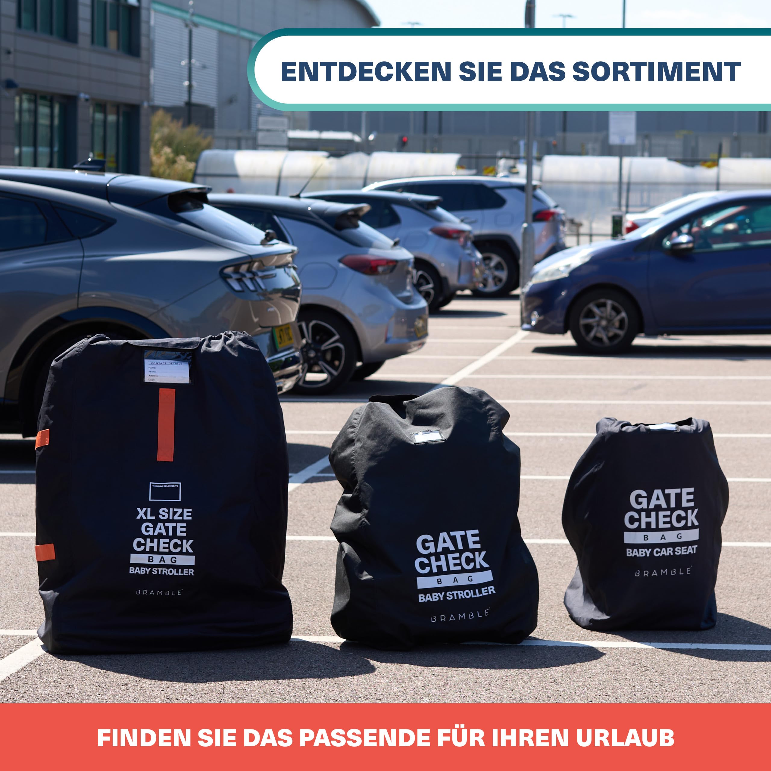 Bramble – XL-Kinderwagentasche fürs Flugzeug – Extra große Kinderwagentasche für Flugreisen – Wasserabweisende Doppel-Kinderwagen-Abdeckung für die Gate-Kontrolle (Rot)