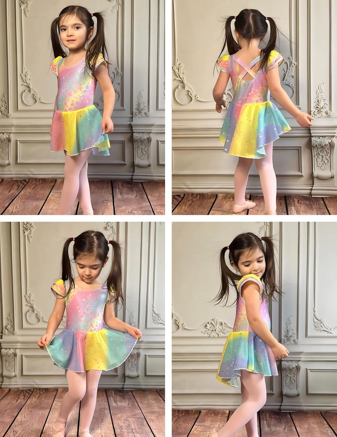 Zaclotre Girls Ruffle Sleeve Ballet Leotard with Skirt Criss-Cross Back Dance Dresses Outfit - Image 4