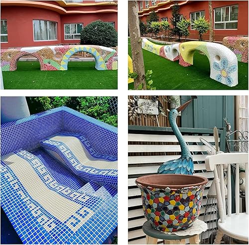 Miniatura 3 de 100 piezas de azulejos de mosaico de cerámica de 35 pulgadas, formas cuadradas, piezas de cerámica manchadas, suministros para manualidades,